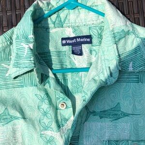 West Marine Men's Seafoam Green Casual Button-Down Shirt